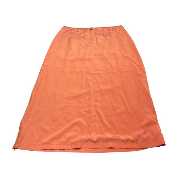 Olsen Long A-Line Skirt Women's 16 Orange 100% Polyester Classic Side Zipper - Picture 1 of 7
